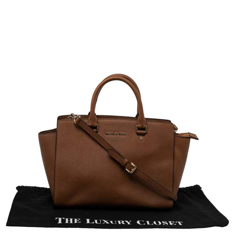 Pre Owned MICHAEL Michael Kors Brown Leather Large Selma Satchel