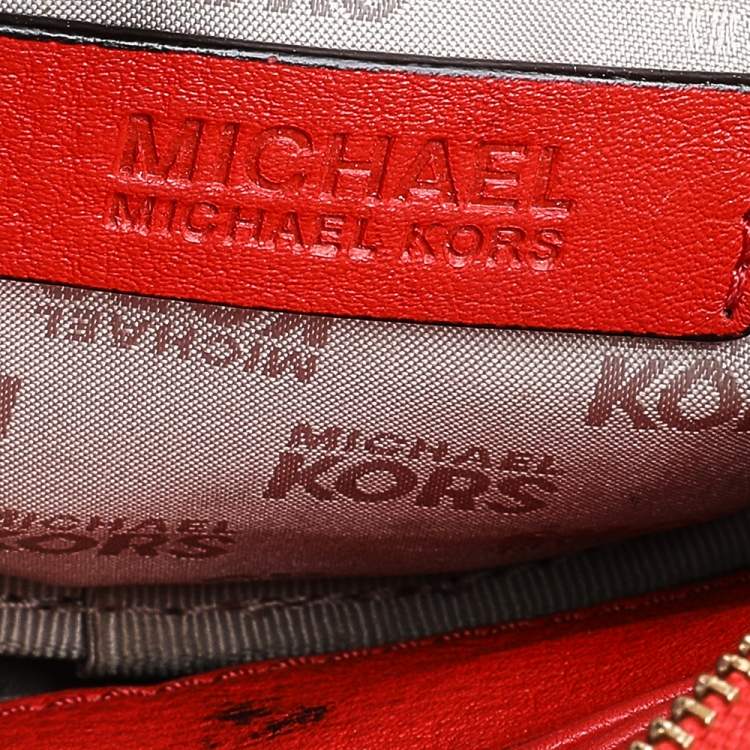 Pre Owned MICHAEL Michael Kors Red Leather Jet Set Crossbody Bag