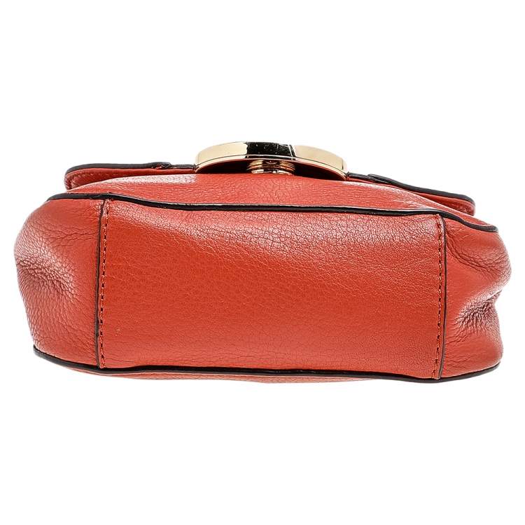 Pre Owned Michael Michael Kors Orange Leather Fulton Crossbody Bag