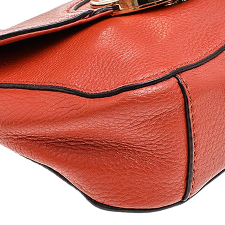 Pre Owned Michael Michael Kors Orange Leather Fulton Crossbody Bag