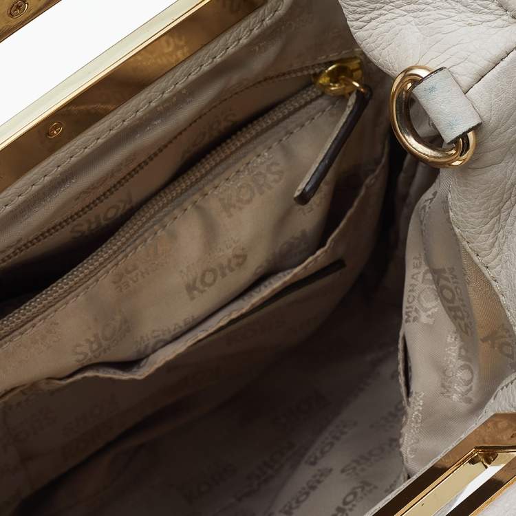 Pre Owned MICHAEL Michael Kors Off White Leather Crossbody Bag