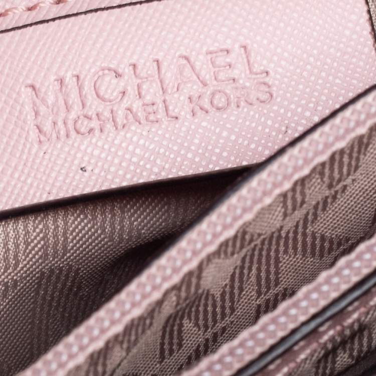 Pre Owned MICHAEL Michael Kors Pink Leather Jet Set Snap Pocket Tote
