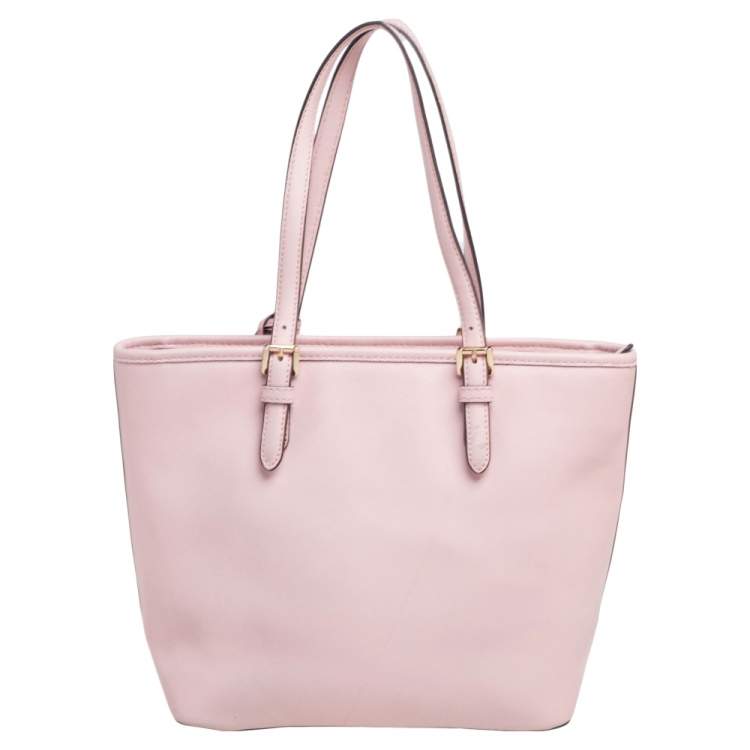 Pre Owned MICHAEL Michael Kors Pink Leather Jet Set Snap Pocket Tote