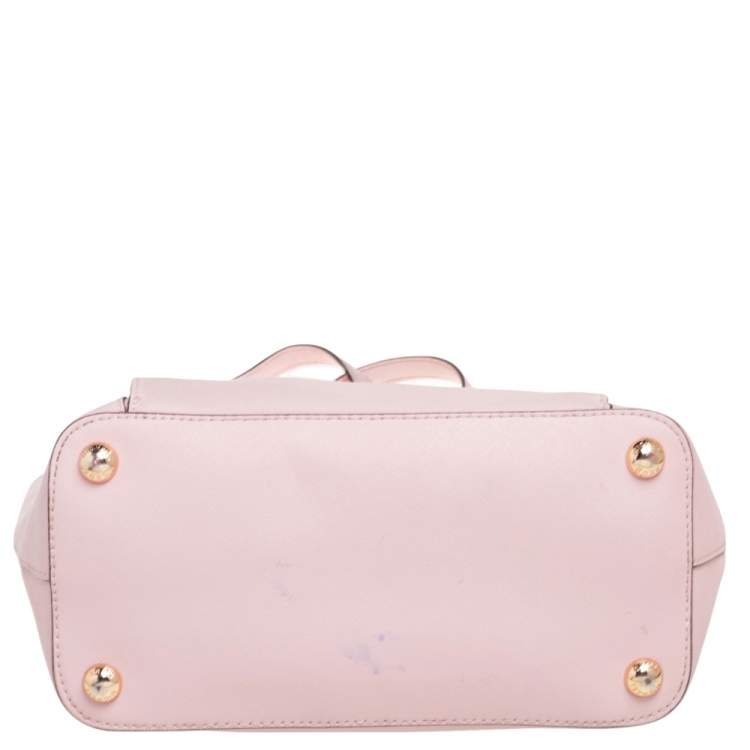 Pre Owned MICHAEL Michael Kors Pink Leather Jet Set Snap Pocket Tote