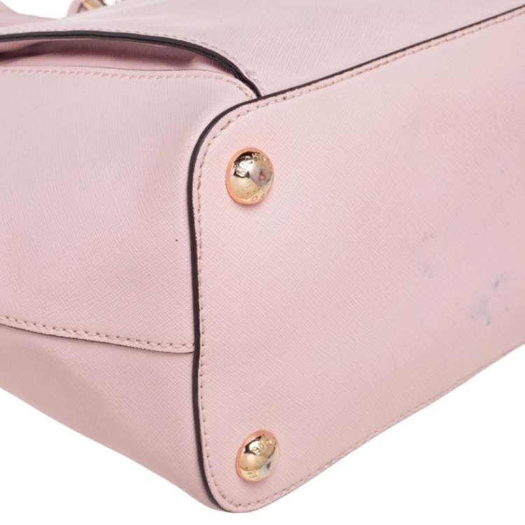Pre Owned MICHAEL Michael Kors Pink Leather Jet Set Snap Pocket Tote