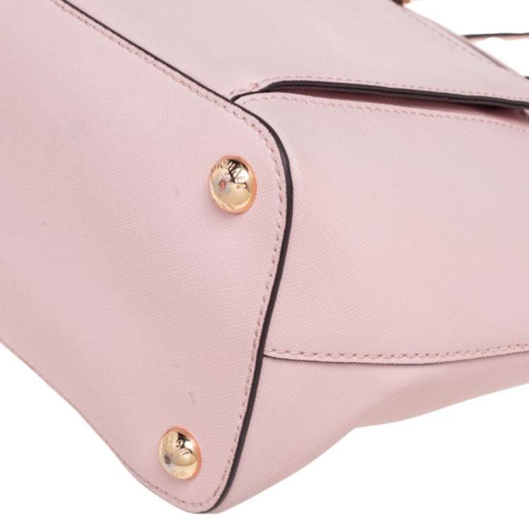Pre Owned MICHAEL Michael Kors Pink Leather Jet Set Snap Pocket Tote
