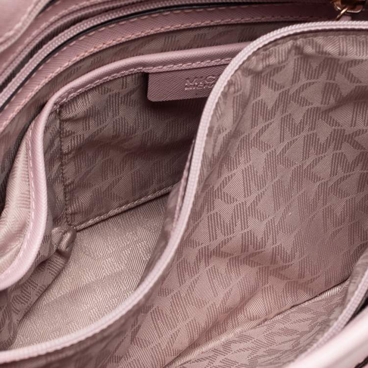 Pre Owned MICHAEL Michael Kors Pink Leather Jet Set Snap Pocket Tote