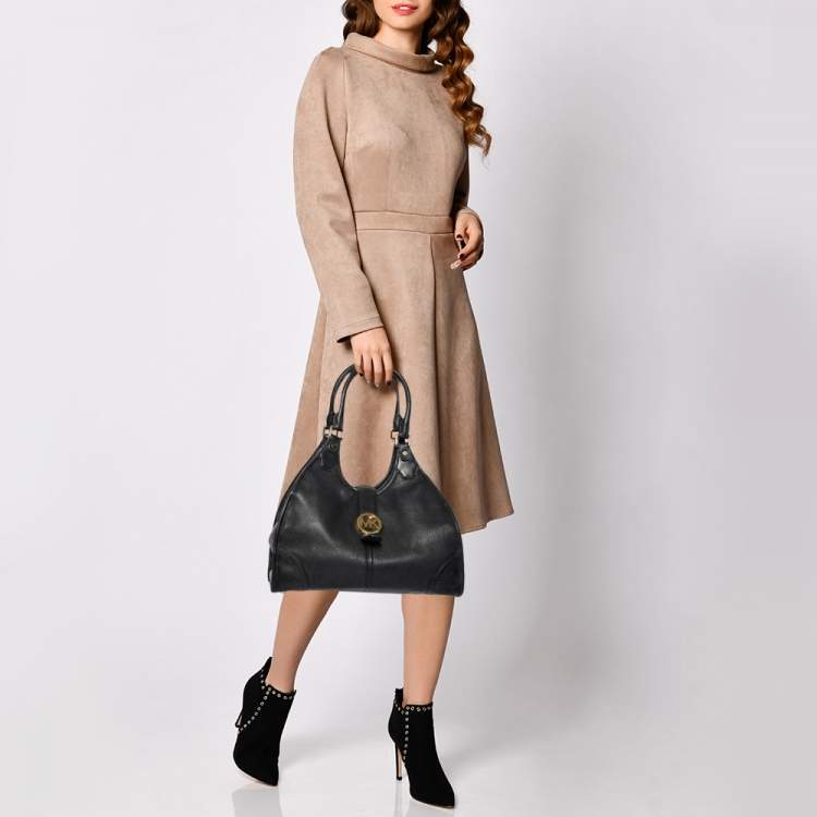 Pre Owned MICHAEL Michael Kors Black Leather Hudson Hobo 