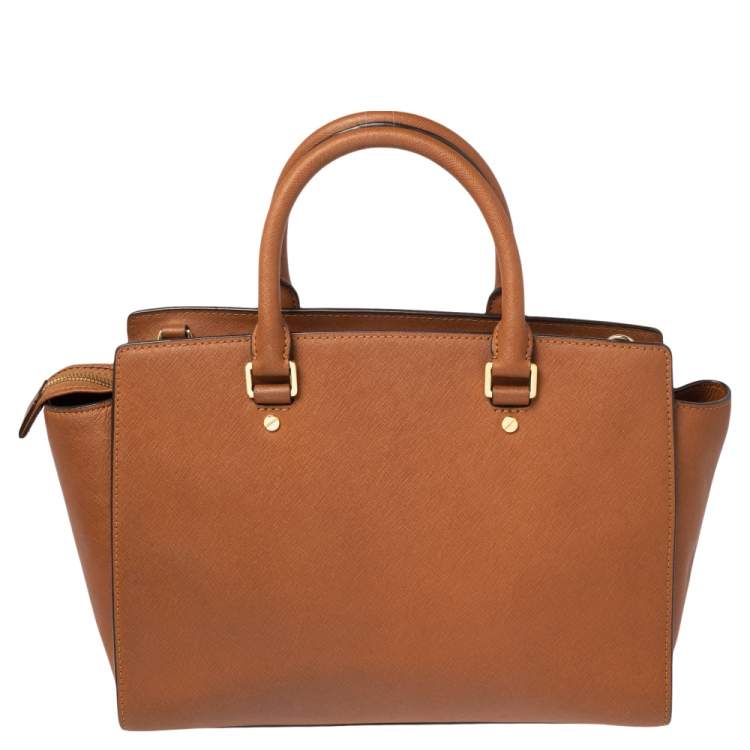 Pre Owned MICHAEL Michael Kors Brown Saffiano Leather Large Selma Tote