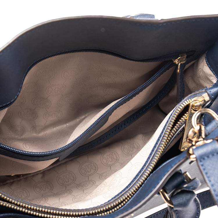Pre Owned MICHAEL Michael Kors Navy Blue Saffiano Leather Dillon Tote
