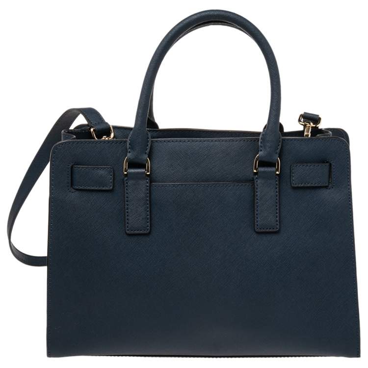 Pre Owned MICHAEL Michael Kors Navy Blue Saffiano Leather Dillon Tote