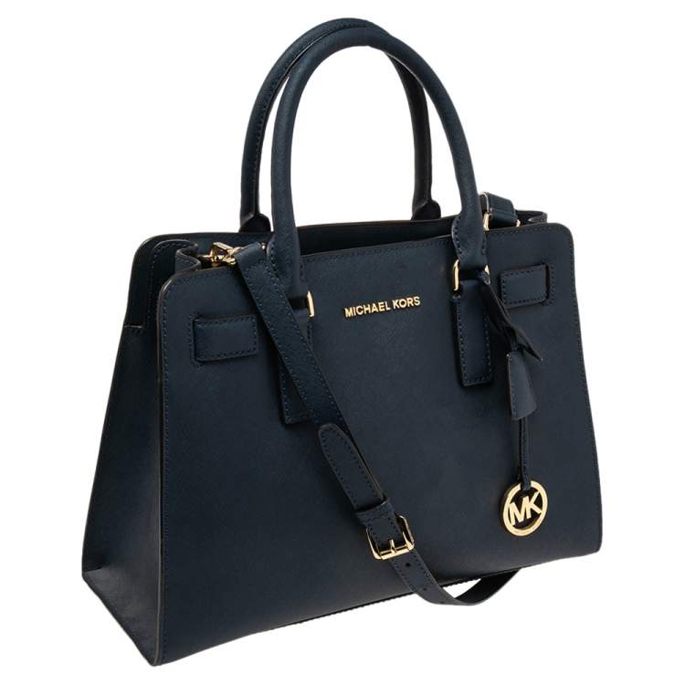 Pre Owned MICHAEL Michael Kors Navy Blue Saffiano Leather Dillon Tote