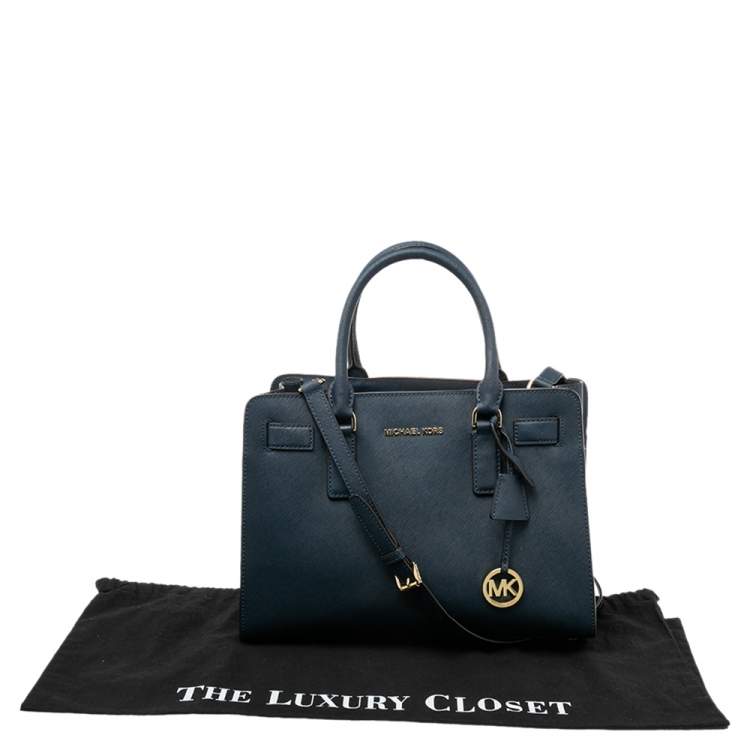 Pre Owned MICHAEL Michael Kors Navy Blue Saffiano Leather Dillon Tote