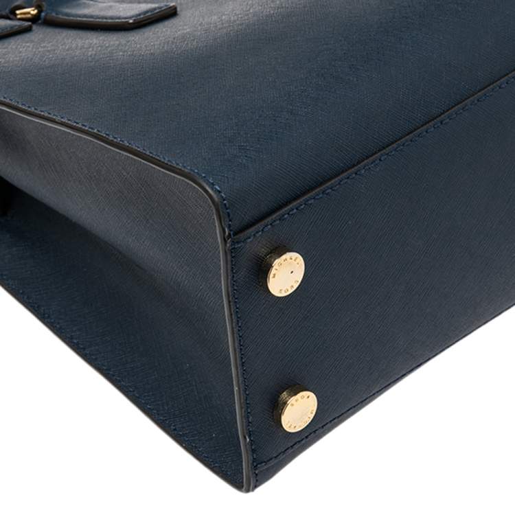 Pre Owned MICHAEL Michael Kors Navy Blue Saffiano Leather Dillon Tote