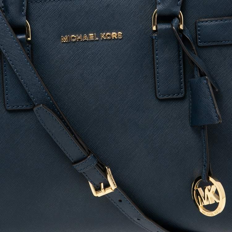 Pre Owned MICHAEL Michael Kors Navy Blue Saffiano Leather Dillon Tote