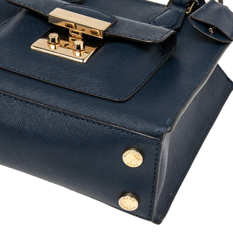 Pre Owned MICHAEL Michael Kors Blue Leather Mini Bridgette Tote