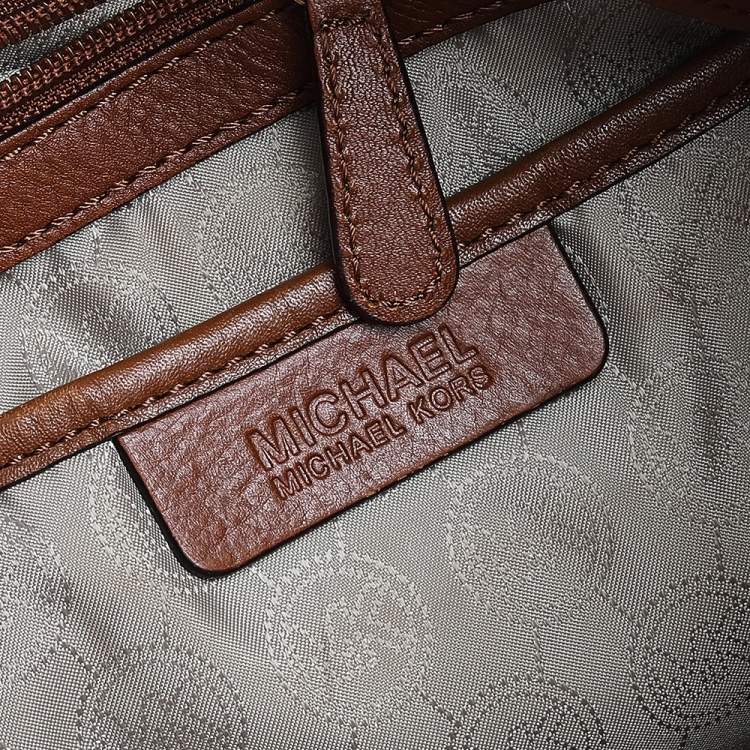 Pre Owned MICHAEL Michael Kors Brown Signature Coated Canvas And Leather Jet Set Tote