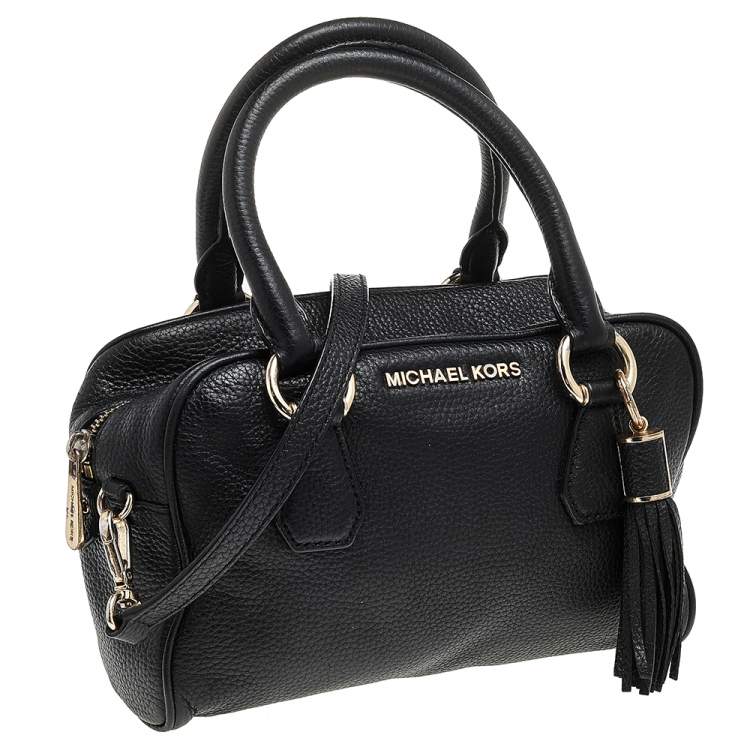 Pre Owned MICHAEL Michael Kors Black Leather Bedford Tassel Duffel Bag