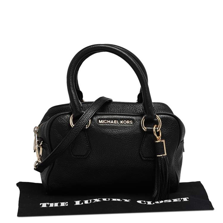 Pre Owned MICHAEL Michael Kors Black Leather Bedford Tassel Duffel Bag