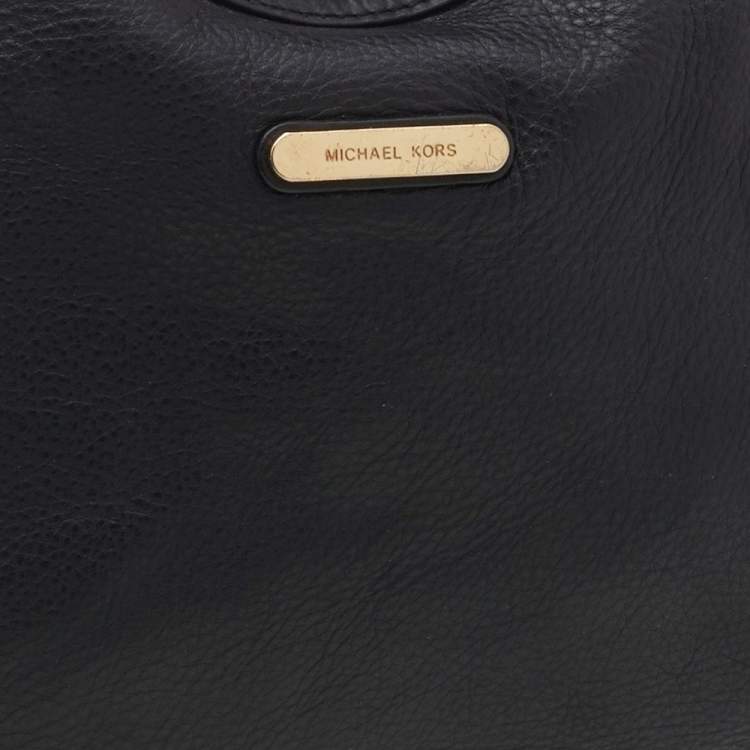 Pre Owned MICHAEL Michael Kors Black Leather Braided Vanilla Hobo