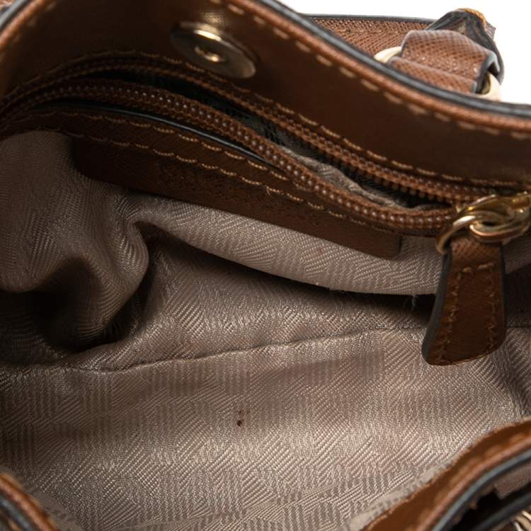 Pre Owned MICHAEL Michael Kors Brown Saffiano Leather Mini Hamilton Crossbody Bag