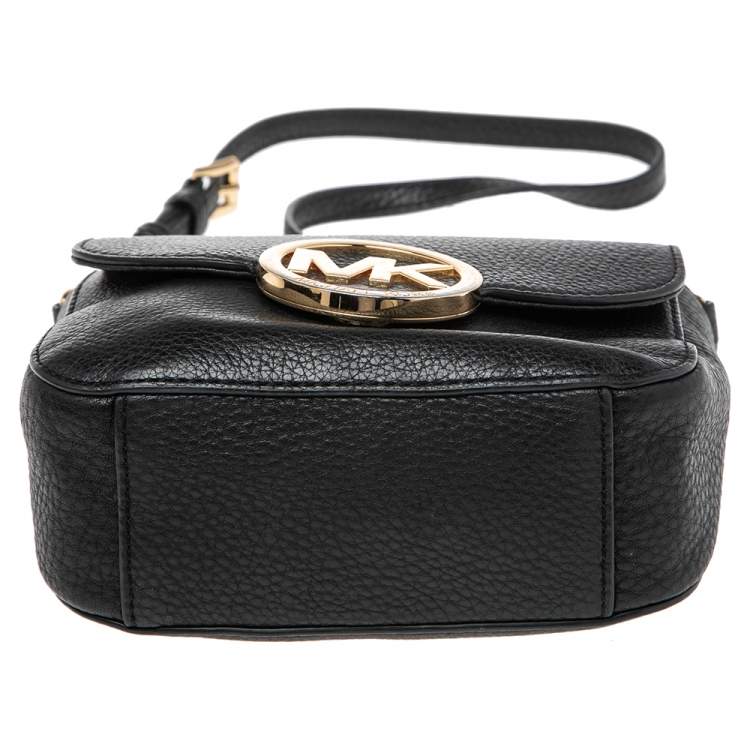 مملوكة مسبقًا Michael Michael Kors Black Leather Fulton Crossbody Bag