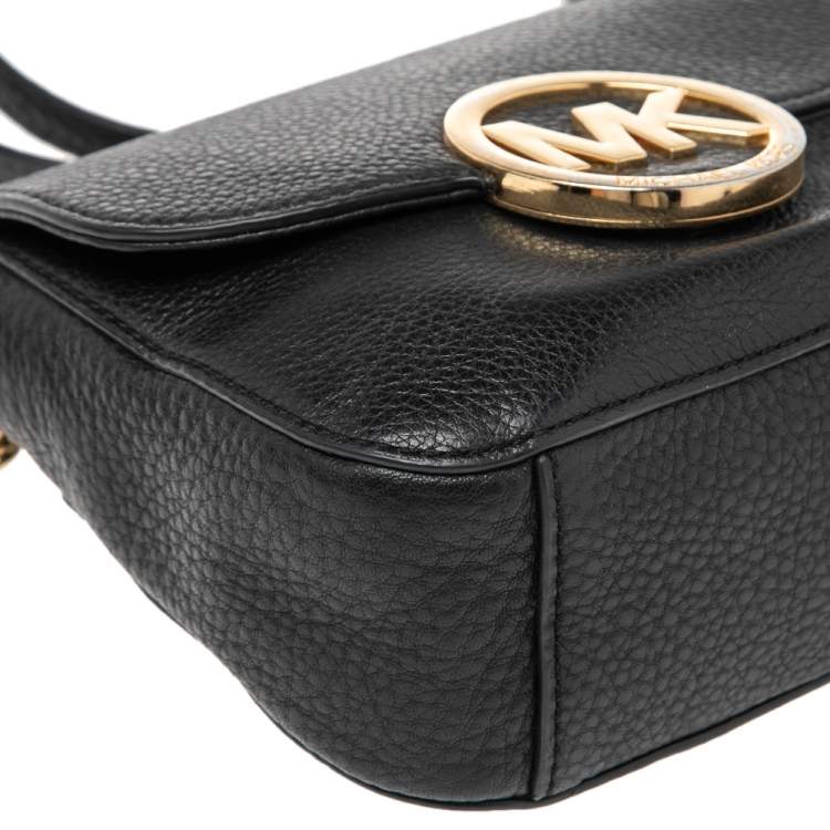 مملوكة مسبقًا Michael Michael Kors Black Leather Fulton Crossbody Bag