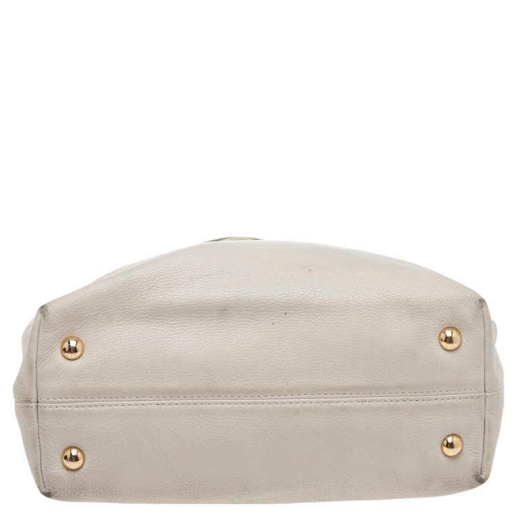 Pre Owned MICHAEL Micheal Kors Cream Leather Jet Set Chain Tote