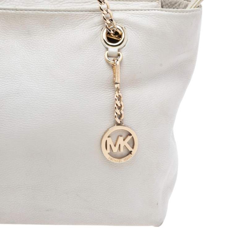 Pre Owned MICHAEL Micheal Kors Cream Leather Jet Set Chain Tote