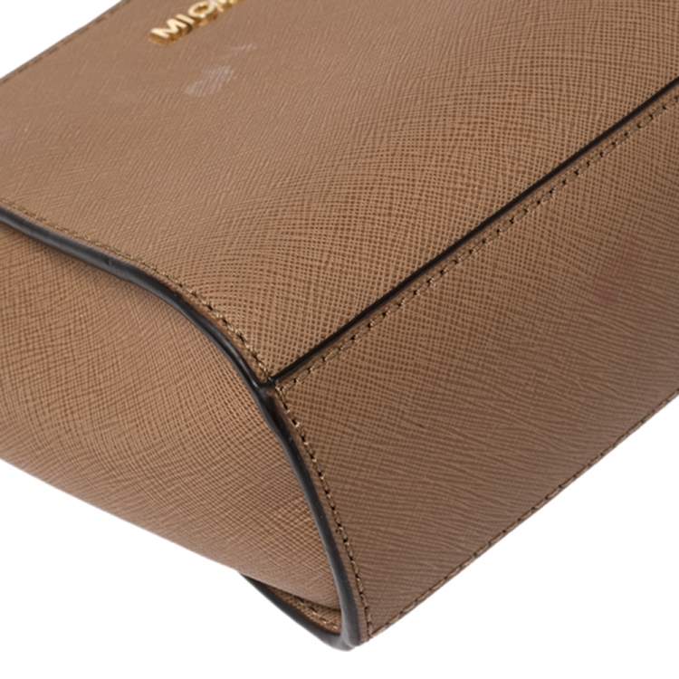 Pre Owned Michael Kors Brown Leather Mini Selma Crossbody Bag