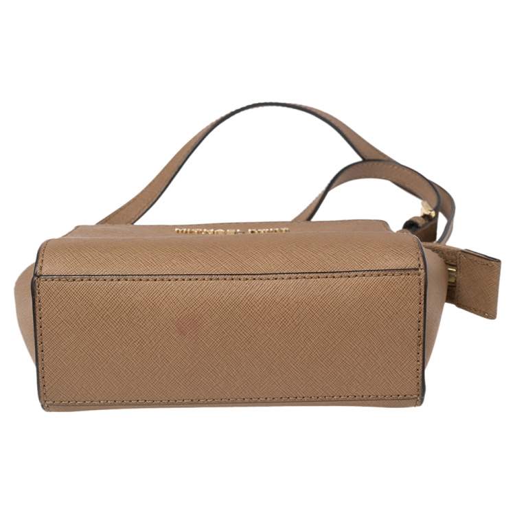 Pre Owned Michael Kors Brown Leather Mini Selma Crossbody Bag