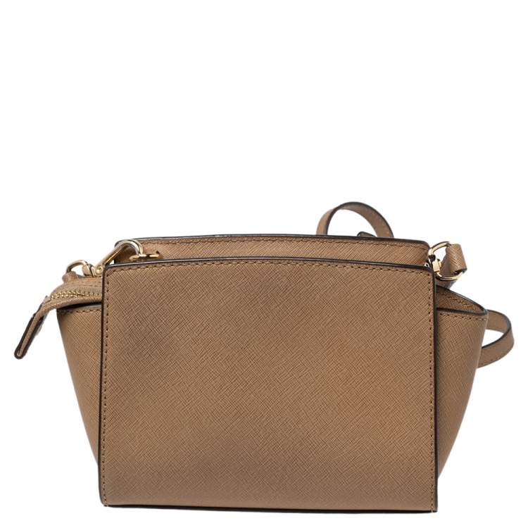Pre Owned Michael Kors Brown Leather Mini Selma Crossbody Bag