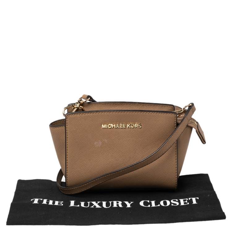 Pre Owned Michael Kors Brown Leather Mini Selma Crossbody Bag