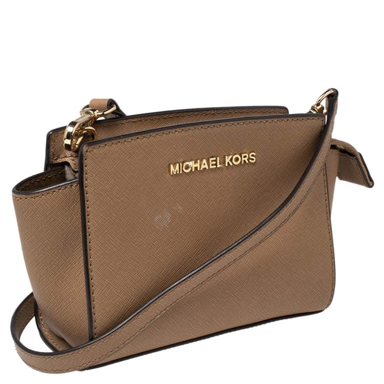 Pre Owned Michael Kors Brown Leather Mini Selma Crossbody Bag