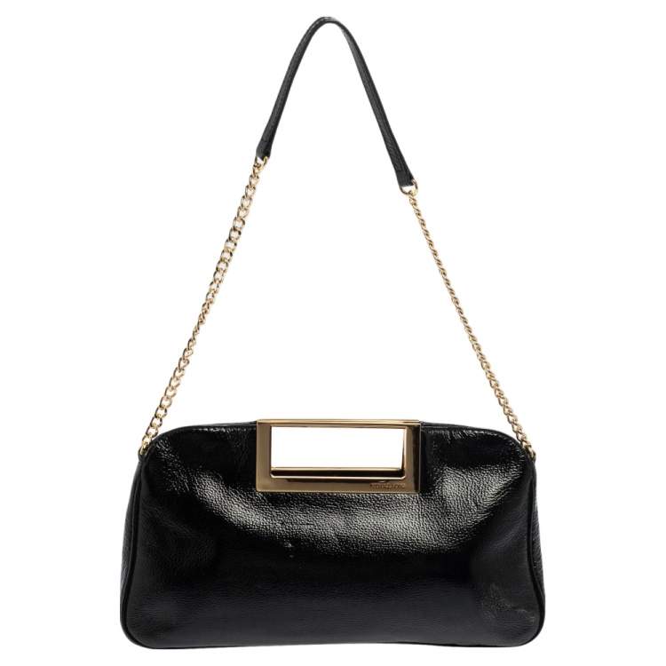 Pre Owned MICHAEL Michael Kors Black Patent Leather Berkley Clutch