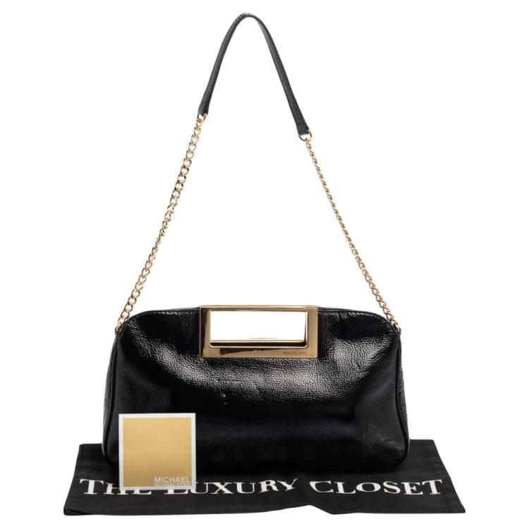 Pre Owned MICHAEL Michael Kors Black Patent Leather Berkley Clutch