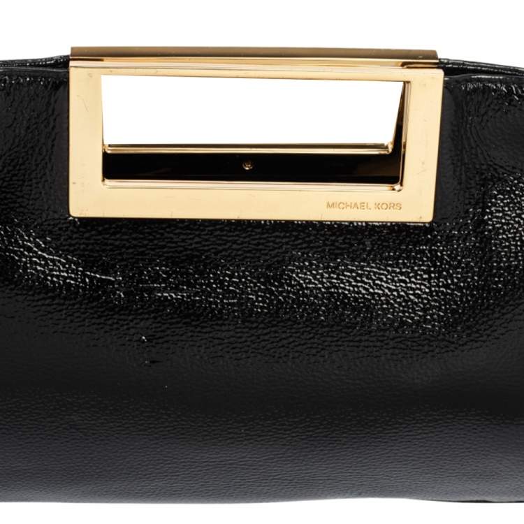 Pre Owned MICHAEL Michael Kors Black Patent Leather Berkley Clutch