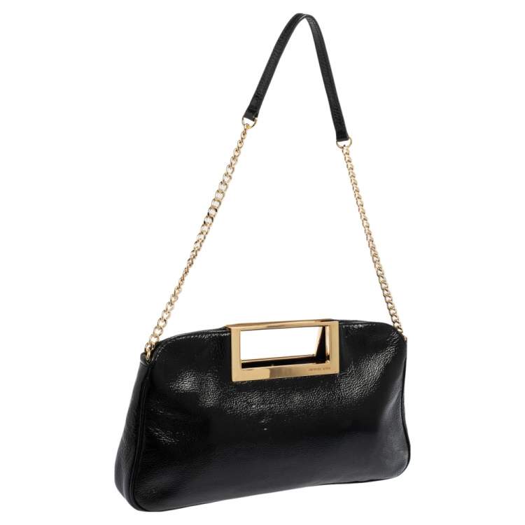 Pre Owned MICHAEL Michael Kors Black Patent Leather Berkley Clutch