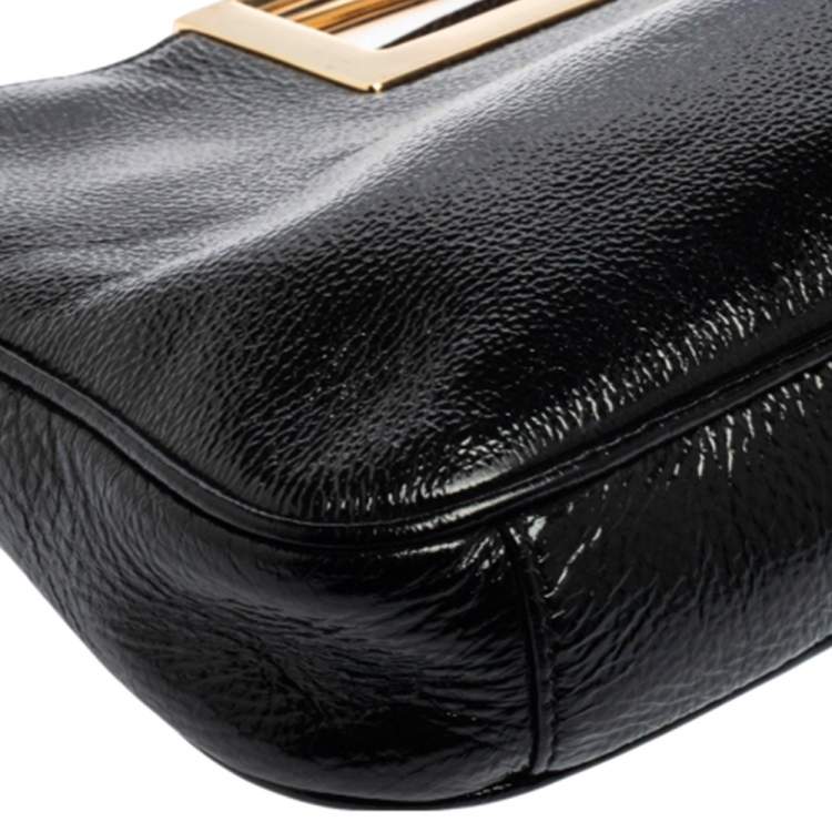 Pre Owned MICHAEL Michael Kors Black Patent Leather Berkley Clutch