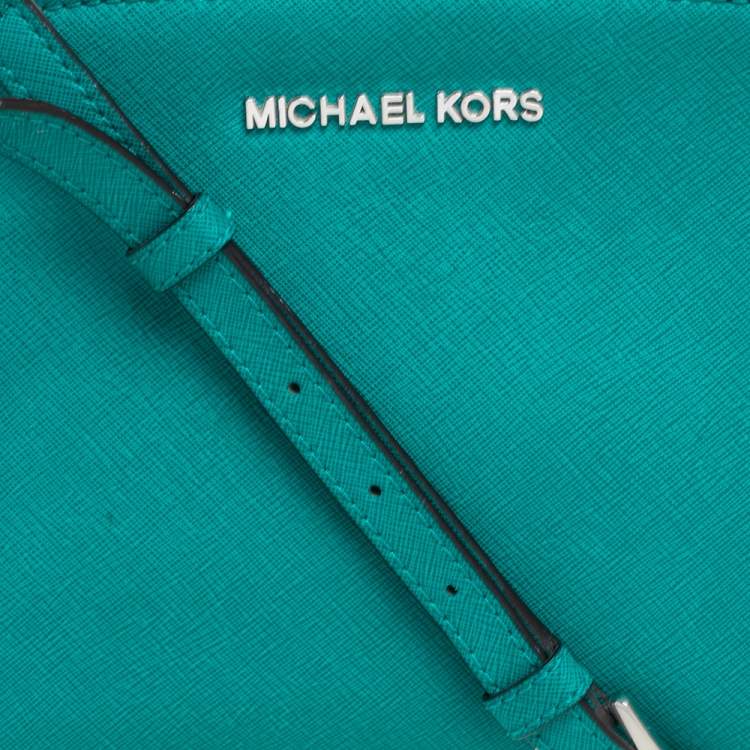 Pre Owned MICHAEL Michael Kors Green Saffiano Leather Small Selma Shoulder Bag