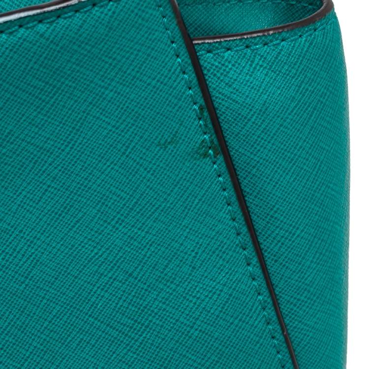 Pre Owned MICHAEL Michael Kors Green Saffiano Leather Small Selma Shoulder Bag