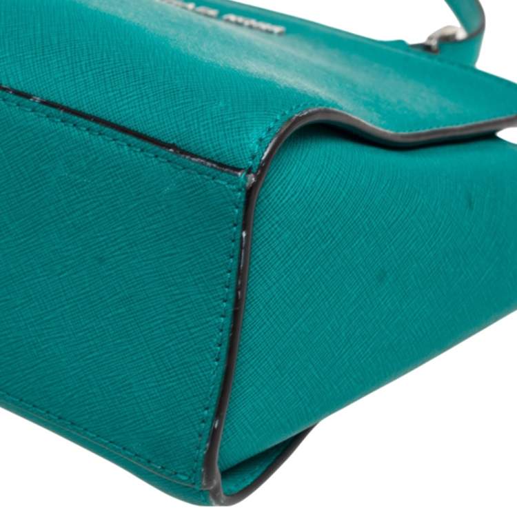 Pre Owned MICHAEL Michael Kors Green Saffiano Leather Small Selma Shoulder Bag