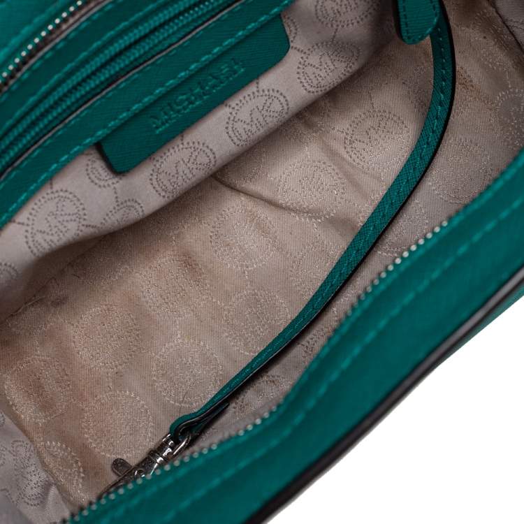 Pre Owned MICHAEL Michael Kors Green Saffiano Leather Small Selma Shoulder Bag