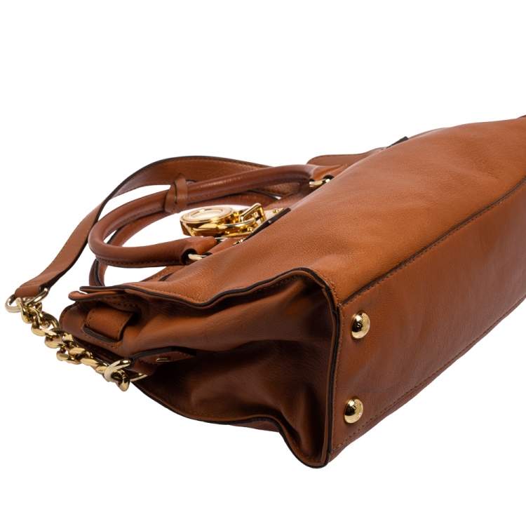 Pre Owned MICHAEL Michael Kors Tan Leather East/West Hamilton Tote