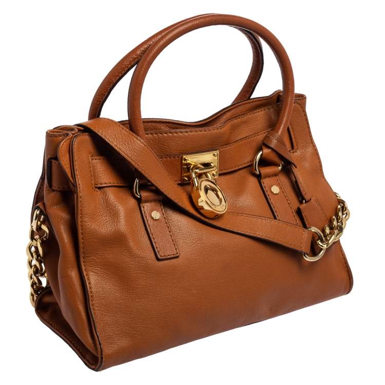 Pre Owned MICHAEL Michael Kors Tan Leather East/West Hamilton Tote