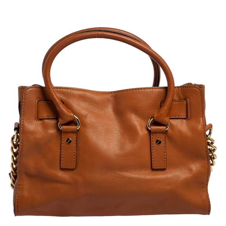 Pre Owned MICHAEL Michael Kors Tan Leather East/West Hamilton Tote