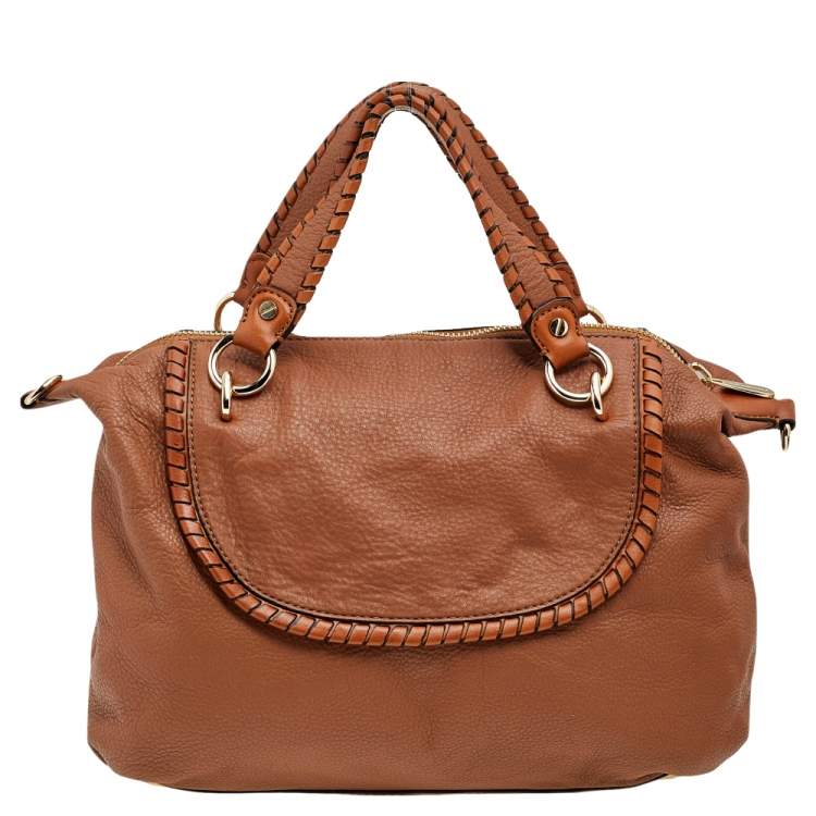 مملوكة مسبقًا MICHAEL Michael Kors Brown Grained Leather Satchel