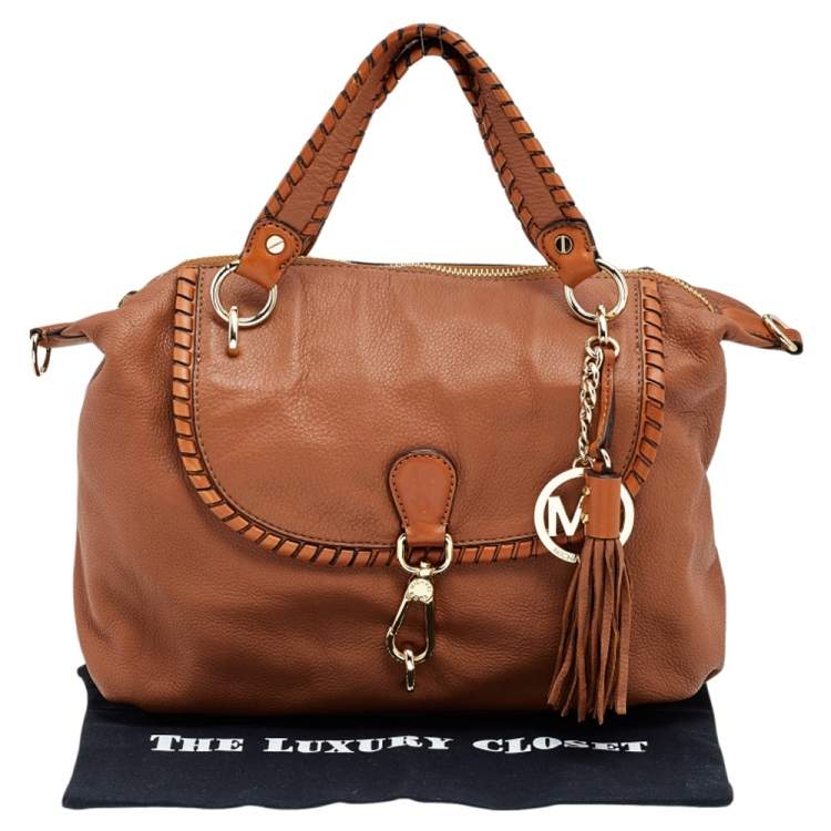 مملوكة مسبقًا MICHAEL Michael Kors Brown Grained Leather Satchel