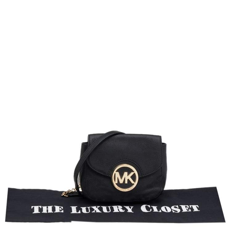 Pre Owned MICHAEL Michael Kors Black Leather Fulton Crossbody Bag