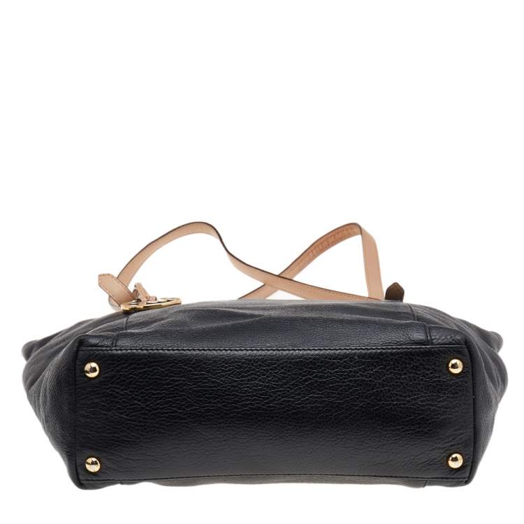 Pre Owned MICHAEL Michael Kors Black/Beige Leather Jet Set Top-Zip Tote